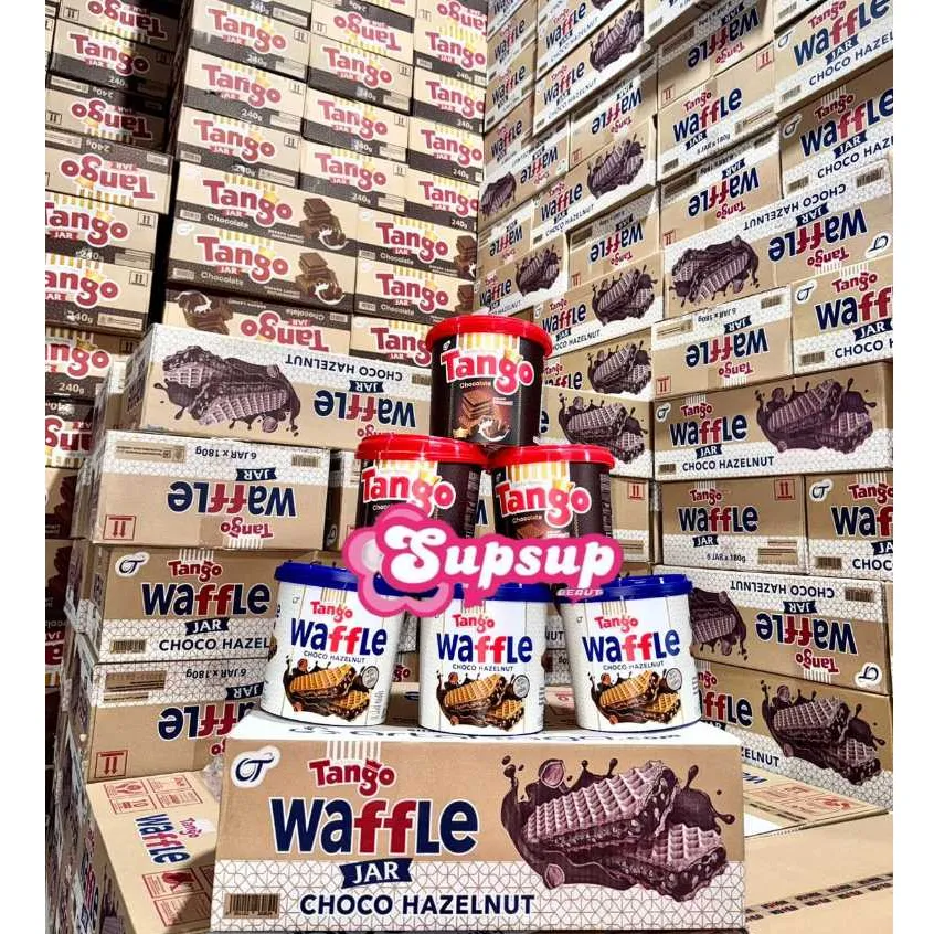 ( KARTON / 6 Jar ) Wafer Tango Jar Rasa Chocolate Vanilla / Tango Waffle Jar 240gr