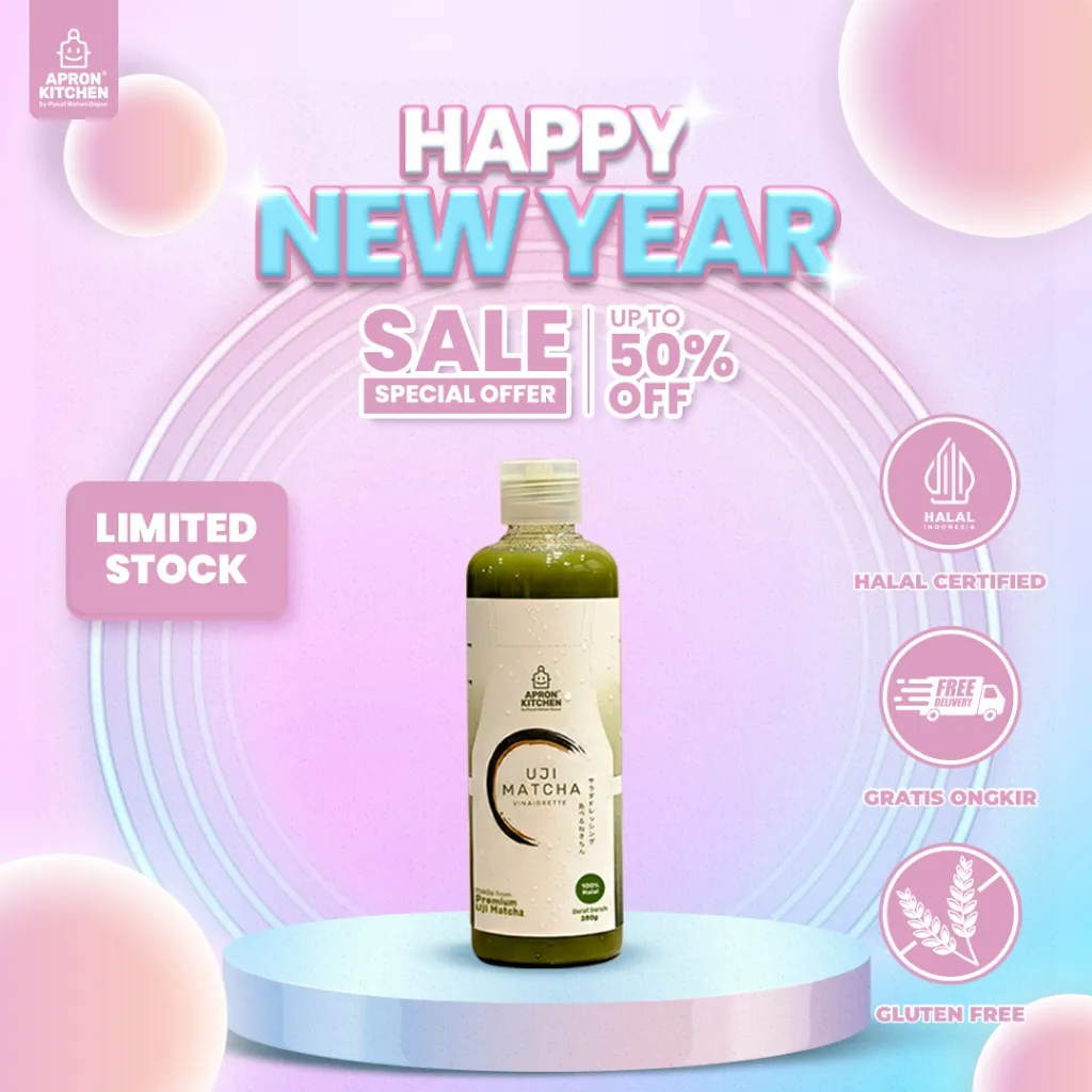 Apron Kitchen Uji Matcha Vinaigrette Dressing Salad 100% Pure Uji Matcha, Antioxidant, Low Kalori, Gluten Free Kemasan 250ML