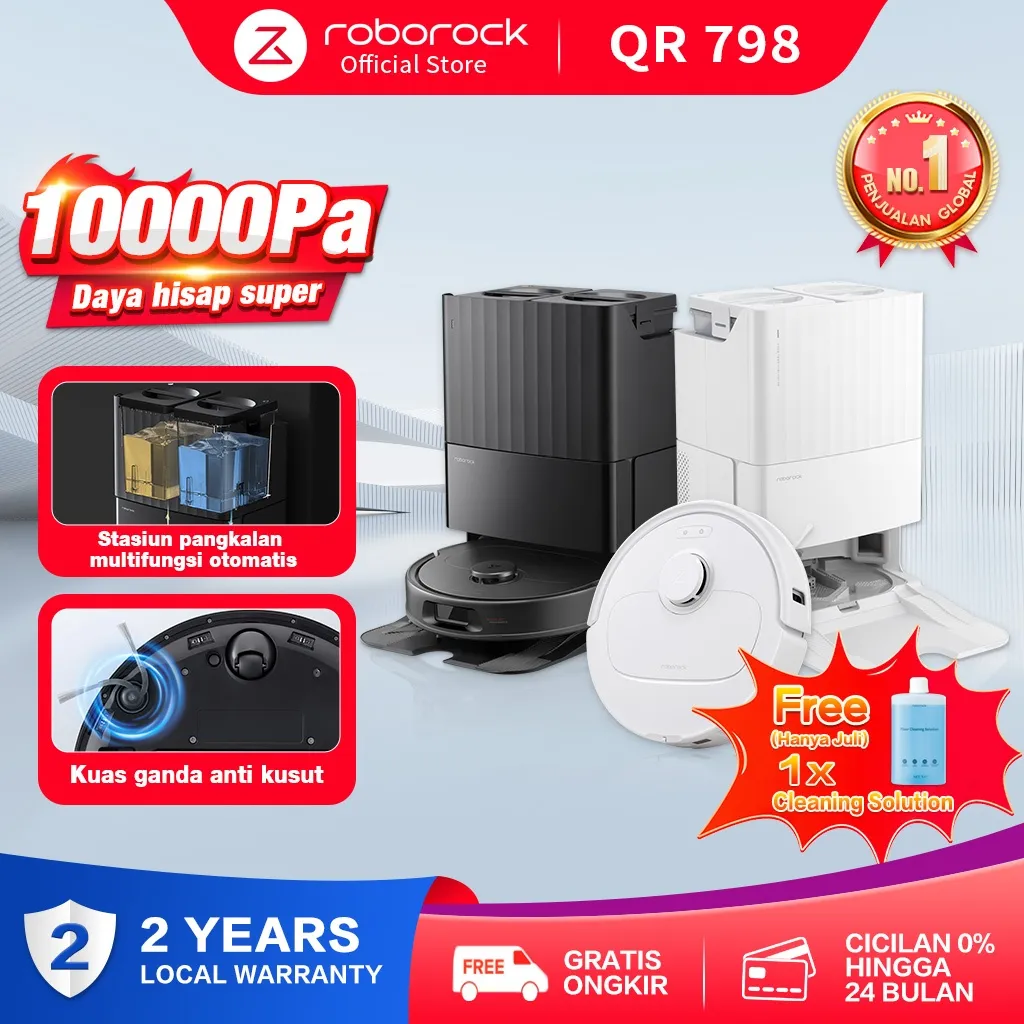 Roborock QrevoS/QR 798  | Robot Vacuum Cleaner Sapu Pel Vakum Penyedot Debu |Chassis lift | ReactiveTech |2 Year Local Warranty