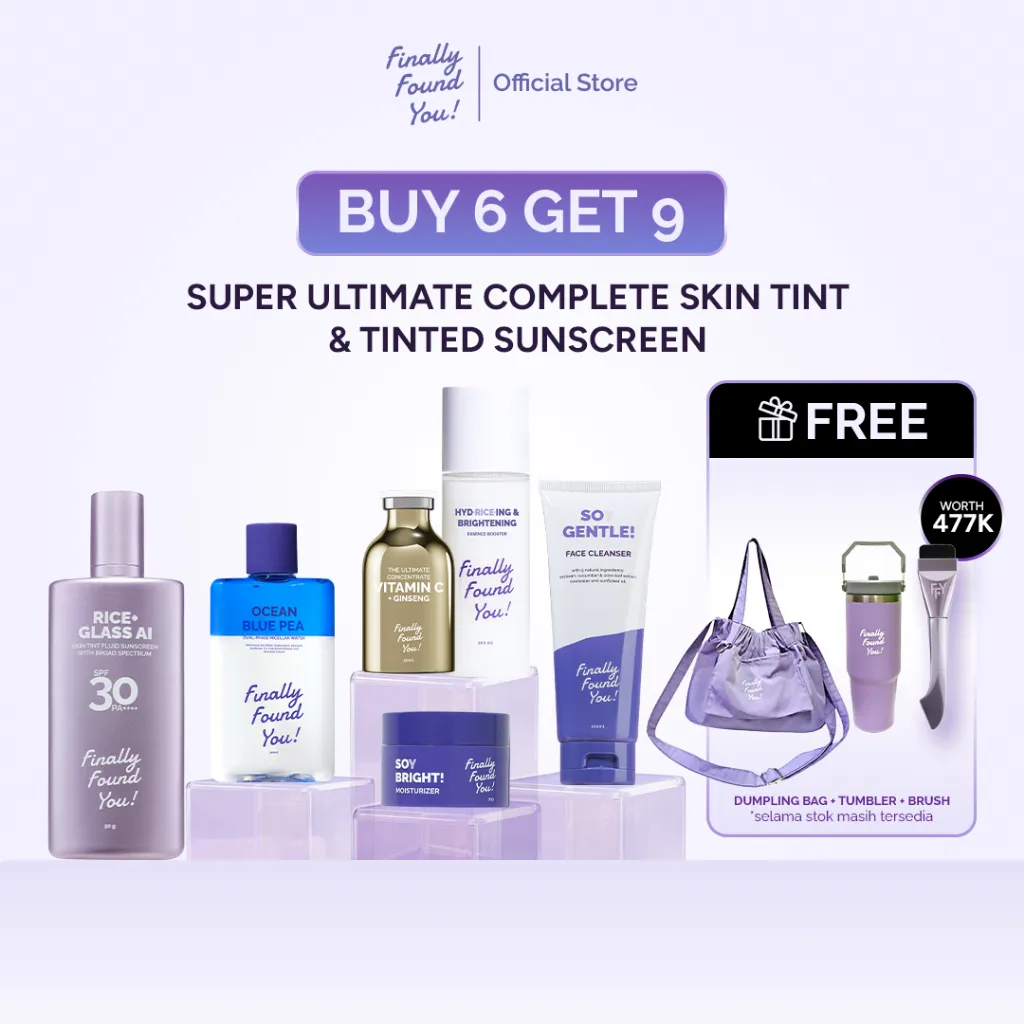 [NEW] [BUY 6 GET 9] Finally Found You! Super Ultimate Complete Skin Tint & Tinted Sunscreen 6in1 FREE Tumblr & Dumpling Bag (Micellar Water 100mL + Soy Cleanser + Toner 100mL + Ultimate Concentrate + Moisturizer)