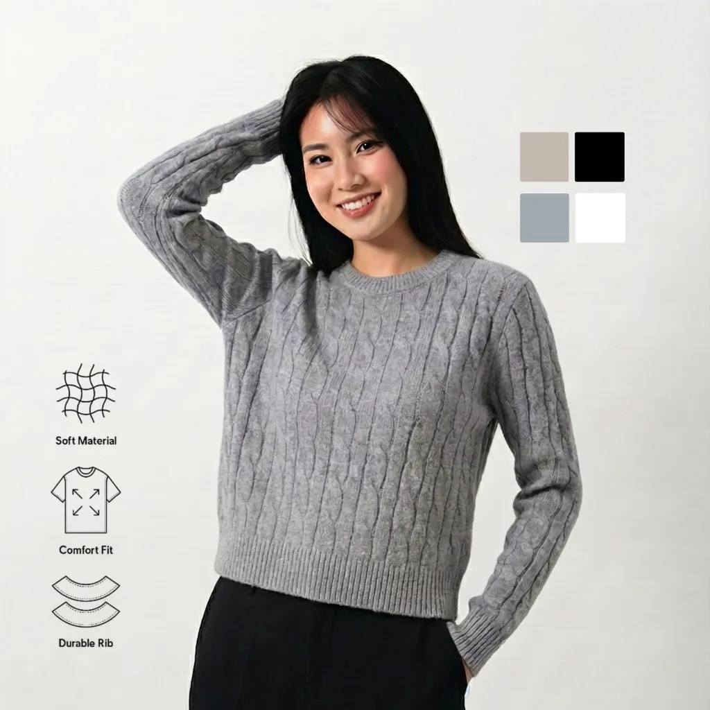 MFK Cable Sweater Atasan Rajut Knitwear Wanita Longsleeve Wanita