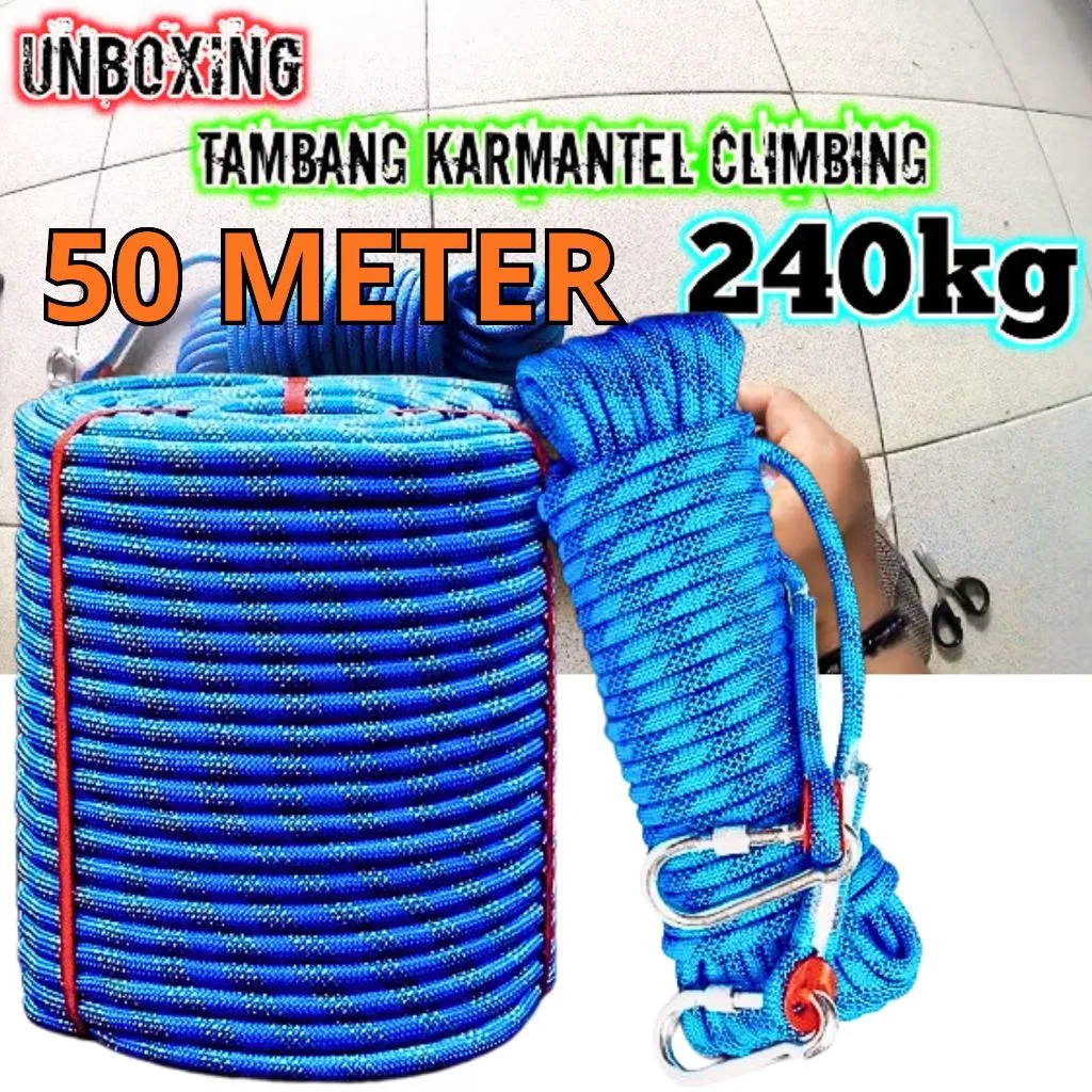 TaffSPORT Tali Paracord 50 Meter Ketebalan 12mm Panjat Tebing Climbing Rope Outdoor Darurat - HW13