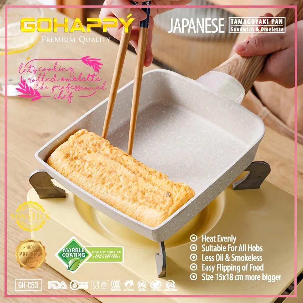 Mayba - Tamagoyaki Wajan Telur Frypan Anti Lengket Panci Martabak Grill Egg Pan - Alat Masak Panggang Penggorengan Breakfast Barbeque