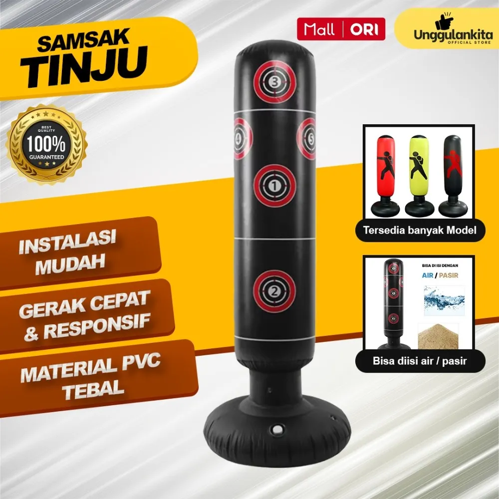 UnggulanKita Samsak Tinju Tiup Inflatable Punching Bag Anak Dewasa Anti Jatuh Untuk Latihan