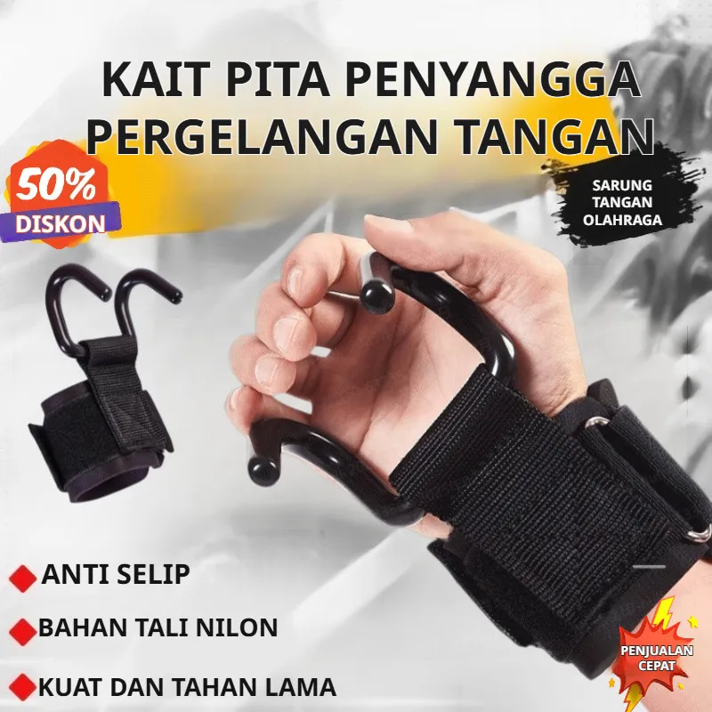 [Beli 2 Gratis 2]Alat Latihan Genggaman Kait Gym/Kait Bantu Angkat Beban Gym/Kait Pull-Up Gym Anti Slip/Kait Latihan Deadlift Gym Premium | Mudah Dipasang & Dibawa | Bantu Angkat Beban + Latihan Otot Lengan | Pria Gym Yang Sering Latihan Berat
