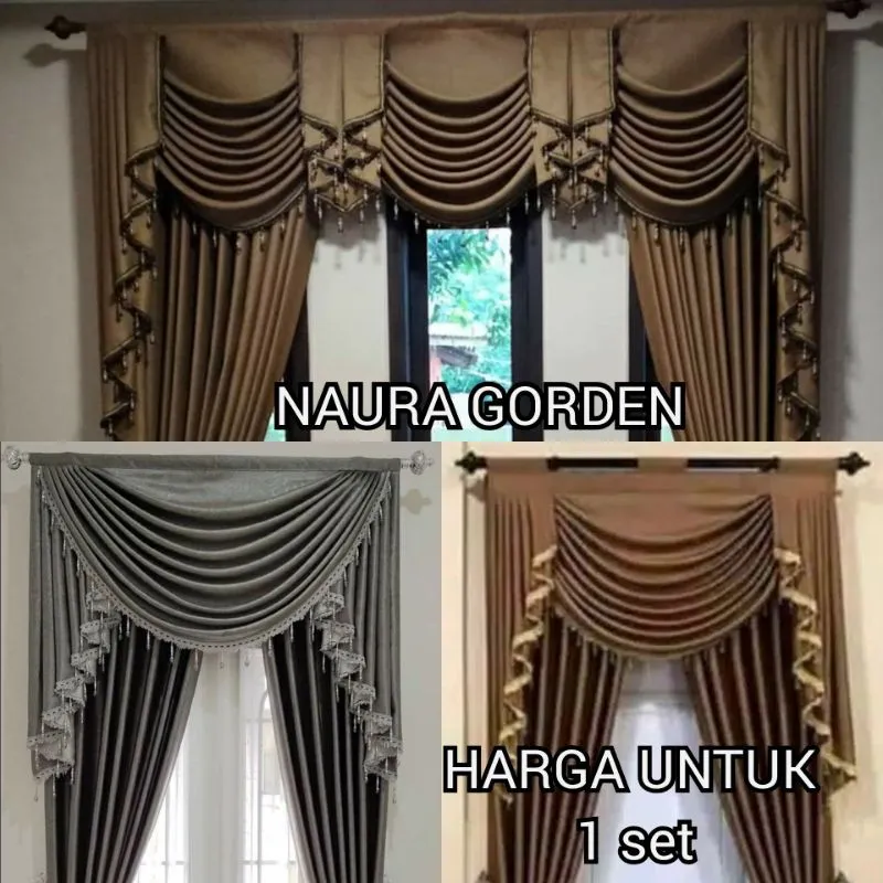 Gorden Poni Gelombang spanyol Jendela Pintu Mewah Elegan Rumah Ruang tamu Minimalis Modern Elegan