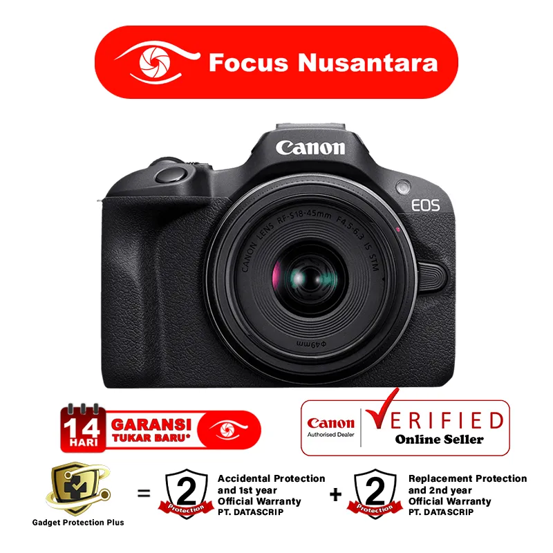 Canon EOS R100 Body / EOS R 100 Kit RF-S 18-45mm Kamera Mirrorless GARANSI RESMI