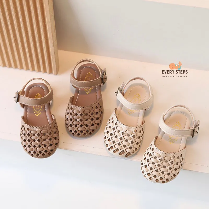 EverySteps - SENDAL SLOP FLAT ANAK CEWE PEREMPUAN VINTAGE EARTH TONE KOREAN STYLE SANDAL / TIFFANY