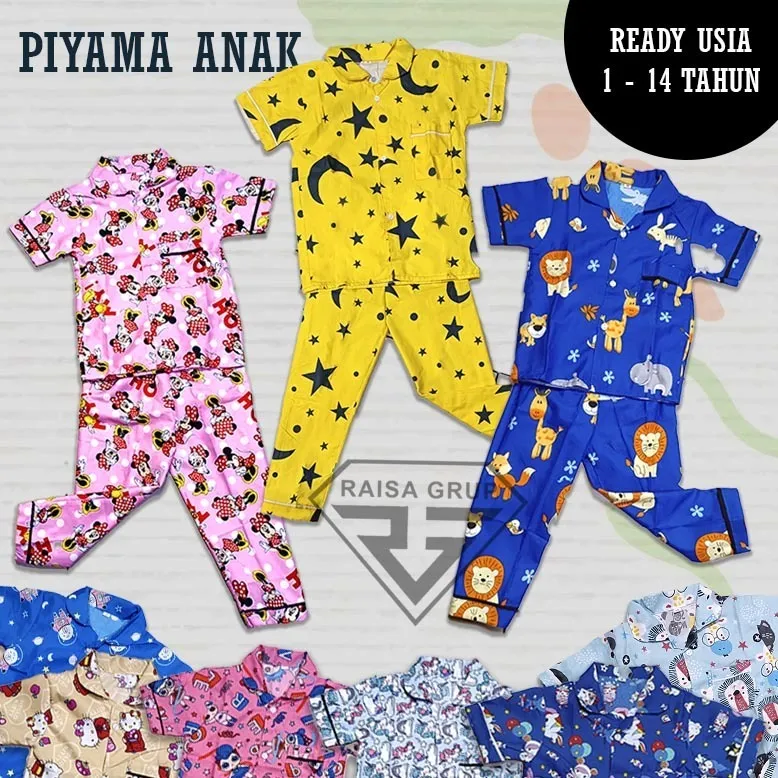 Piyama Anak Lucu Motif Karakter RANDOM  Usia 1-10 Tahun Setelan Baju tidur Random