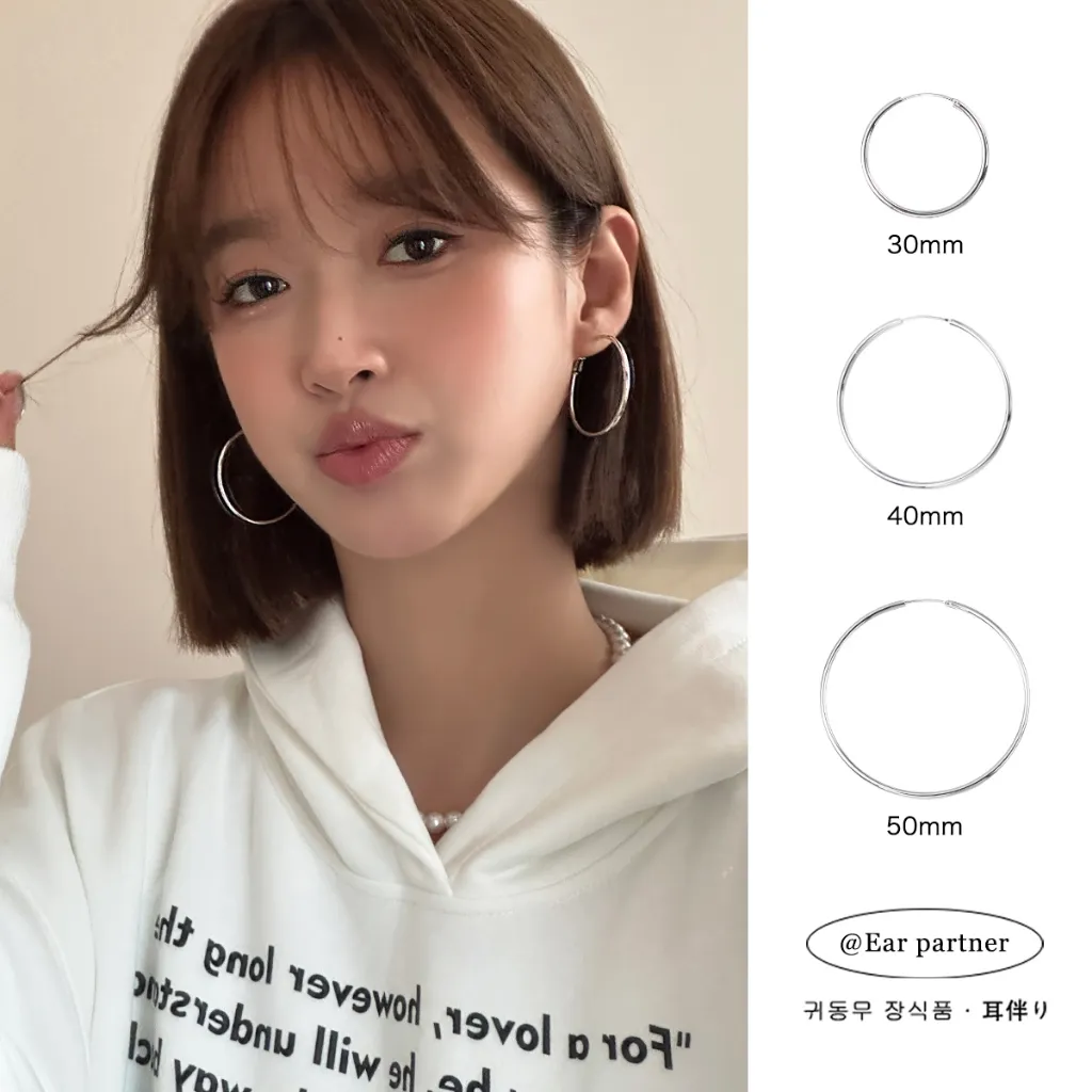 Ear Partner Anting besar berbentuk lingkaran polos yang berlebihan gadis Temperamen yang elegan