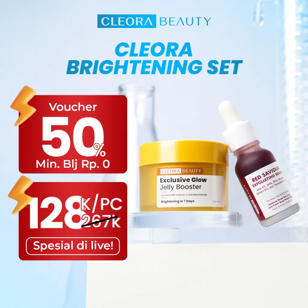 [COMBO 2in1] Cleora Glowing Special Set Bundle Hemat - Exclusive Glow Jelly Booster Vitamin C + Red Saviour Eksfoliasi Peeling Solution Serum Exfoliasi Wajah Moisturizer Paket Scincare Mencerahkan Acne Mosturizer Skincare 1 Set Lengkap Pria Dan Wanita