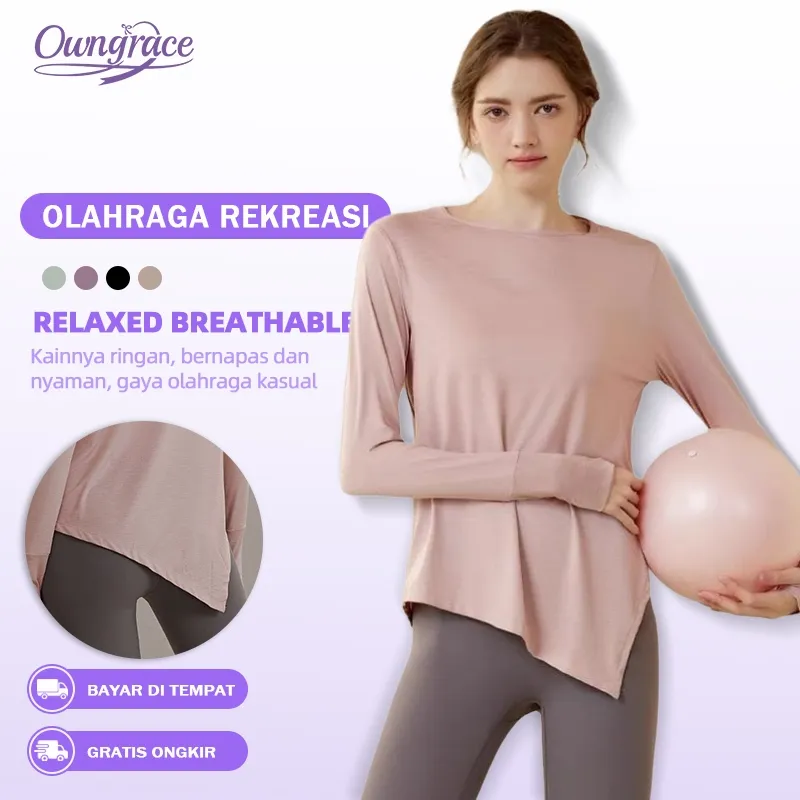 Owngrace Kaos Olahraga Wanita Lengan Panjang Long Sleeve T-Shirt