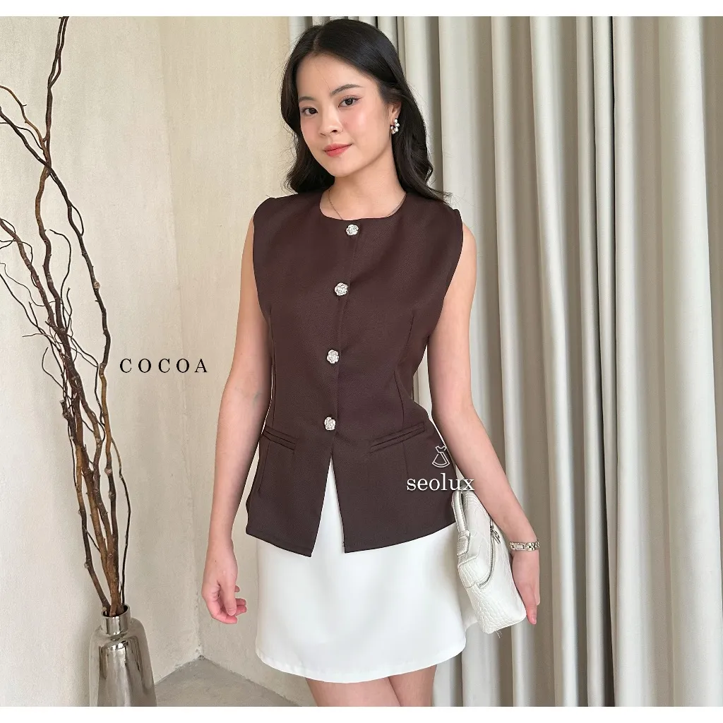 SEOLUX - TP620 - Zoey Vest | Atasan Vest Wanita Rompi Kerja Semiwool Basic Top Sleveless