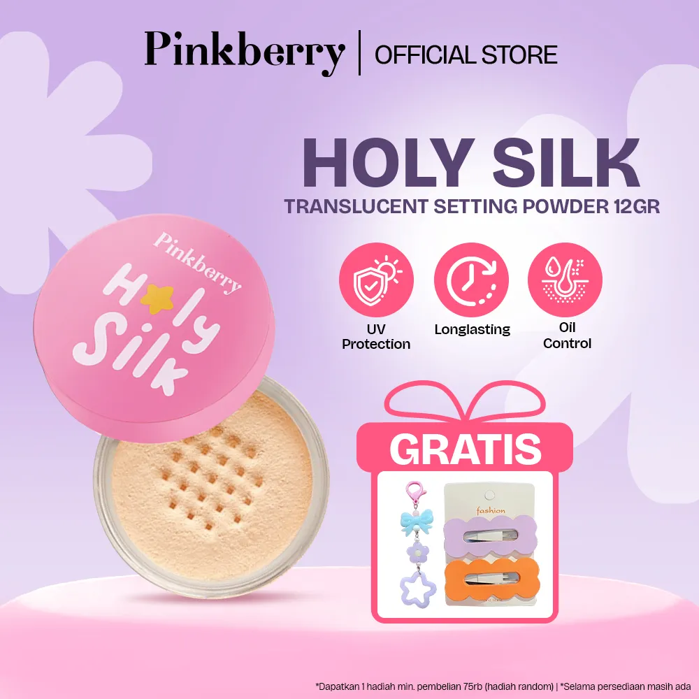 [CLEARANCE SALE] PINKBERRY Holy Silk 4K Blur Setting Powder Translucent 20gr - Bedak Tabur Lembut Oil Control Menyamarkan Pori
