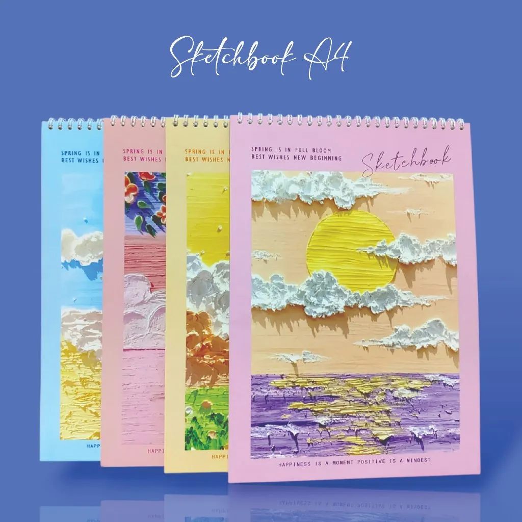 (NEW!!!) Sketchbook A4 Buku Gambar A4 Buku Sketsa Vertikal Jilid Spiral 45 Lembar 90 Halaman
