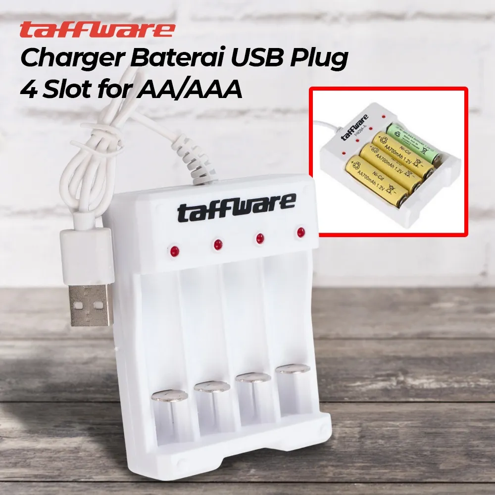 Charger Baterai 4 Slot AA AAA Ni-MH Ni-CD USB Plug with Power Control - B-04