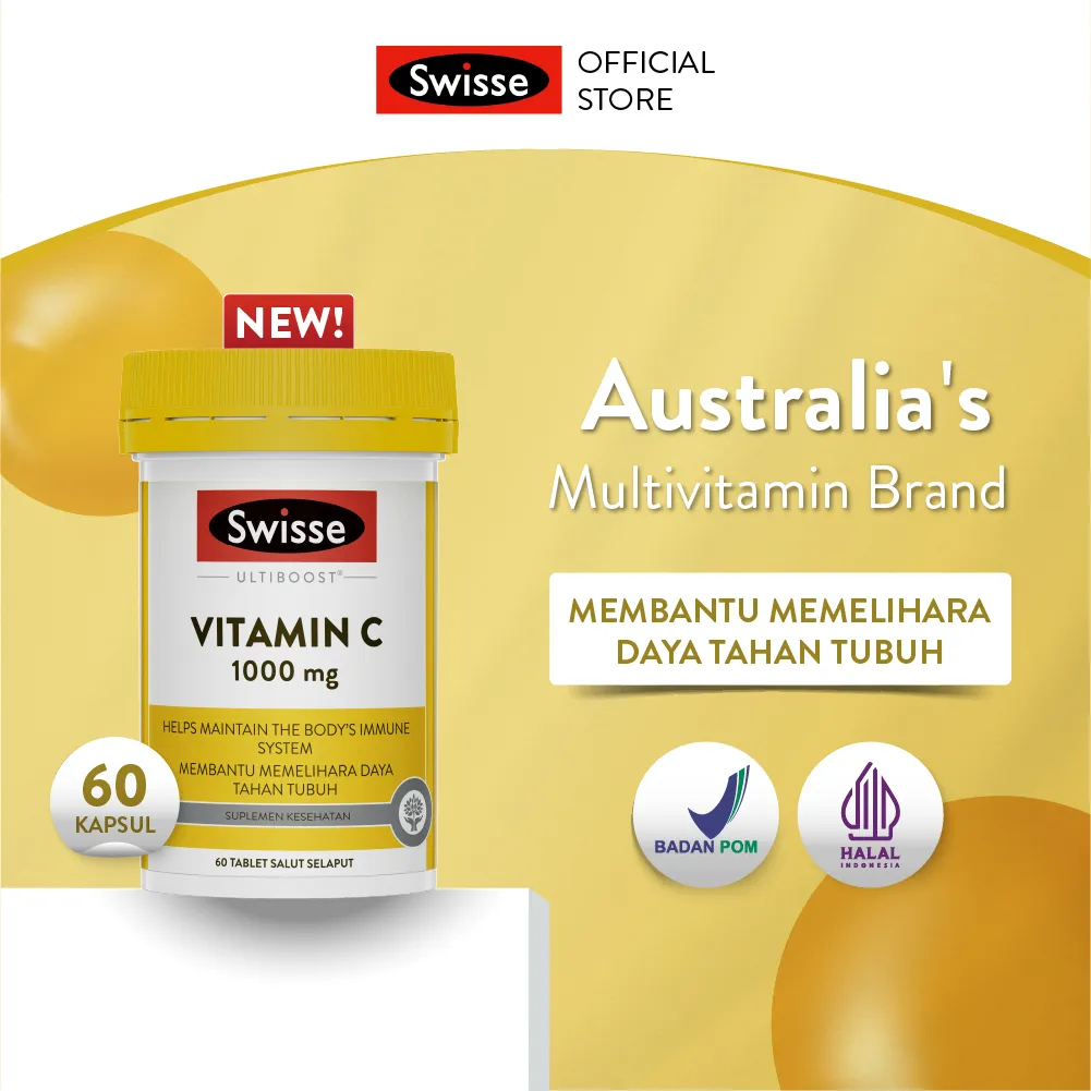 Swisse Ultiboost Vitamin C 1000mg 60 Tablets - Multivitamin untuk Membantu Memelihara Daya Tahan Tubuh