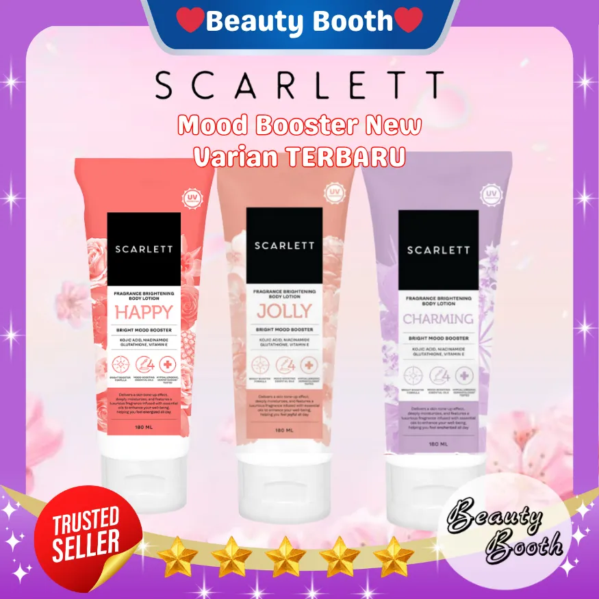 SCARLETT WHITENING Body Lotion Tube MOOD BOOSTER 180ML | Scarlet Tube Charming Jolly Freshy Romansa - Beauty Booth Beautybooth