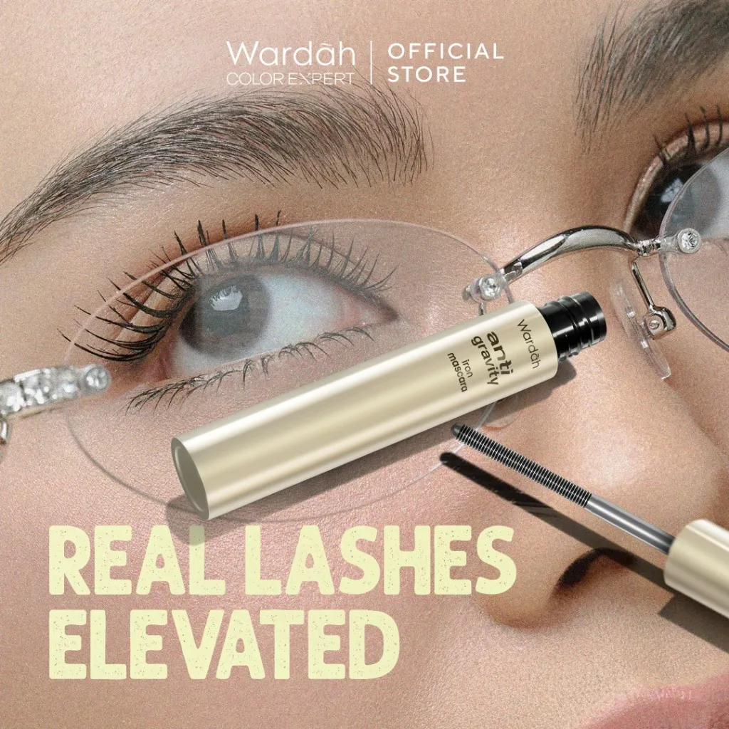NEW! WARDAH Mascara Anti-Gravity Iron Mascara Natural Volumizing - Lengthening Mascara Lentik 24 Jam Tahan Lama, No Clumpy, Smudgeproof, Waterproof - Maskara Jigrak - No Fake Lashes - Bulu Mata Lentik Natural Ringan - Eye Makeup