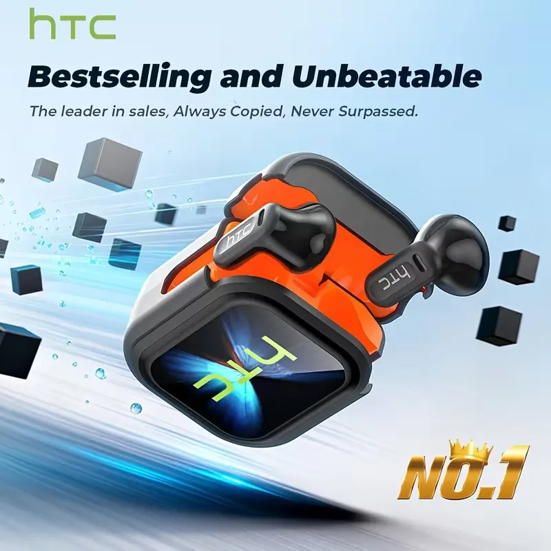 HTC NE20 Headphone Terjemahan Headphone Bluetooth 6.0 AI Translator LED Display Earphone Kualitas Suara Standar HiFi Pengurangan Kebisingan Teknologi Mini In-Ear TWS Game dan Olahraga Headphone Nirkabel