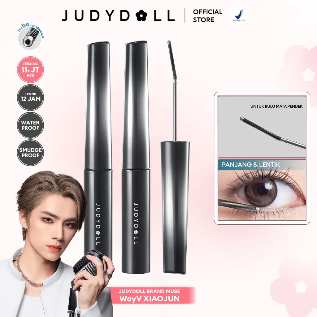 (BUNDLE) Judydoll Fine Curling Mascara Twinpack (Maskara Besi Waterproof, Smudgeproof, Anti Clumpy, Hasil Lentik Natural Tahan Lama 12 Jam)