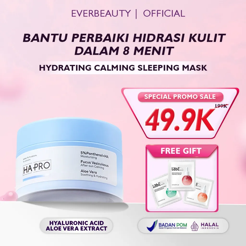 [FREE GIFT] HA PRO Instant Hydrating Calming Sleeping Mask 100gr Gel Mask Wash Off Mask Masker Membantu Hidrasi Kulit Gel Masker Wajah Masker Gel Masker