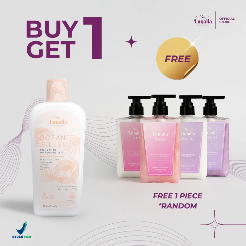 LUNALLA Ocean Breeze Body Lotion 250ml - Hand Body Aromaterapi memutihkan Brigtening Melembabkan