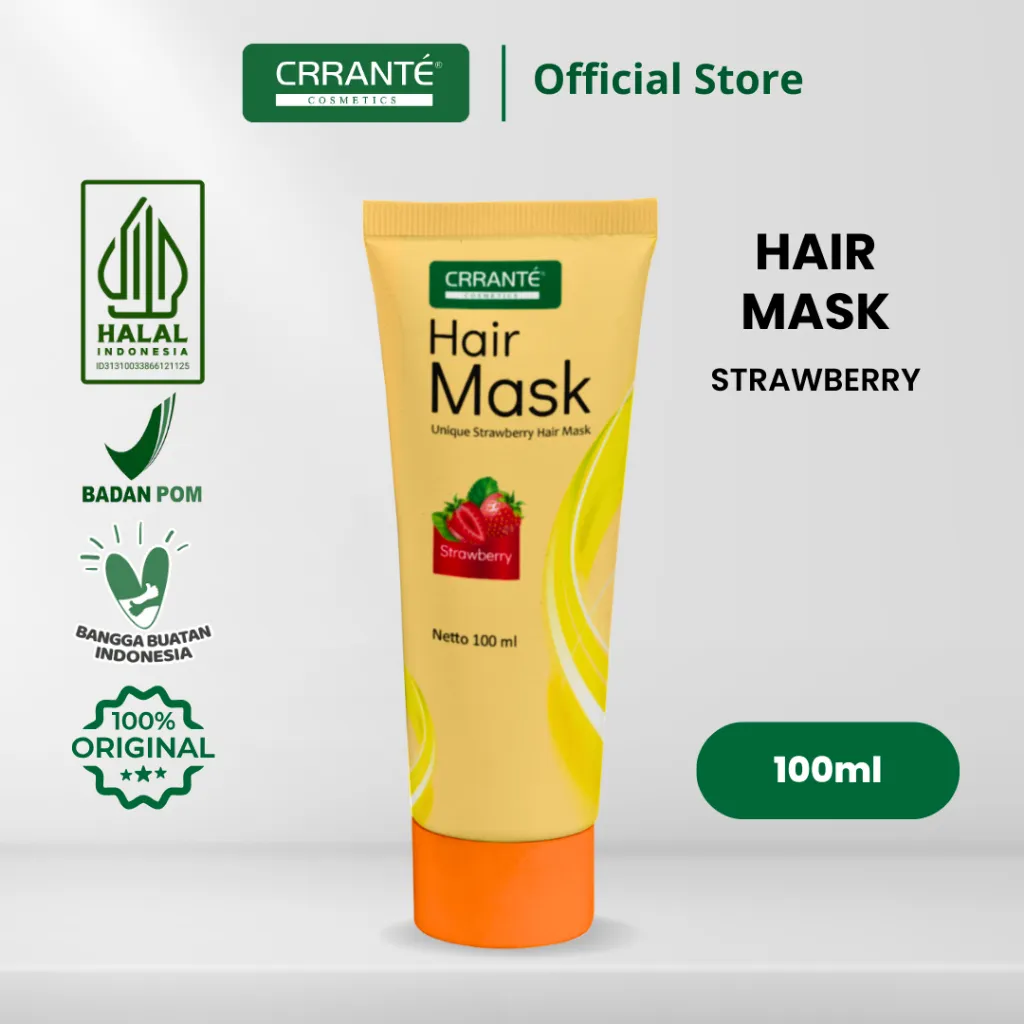 Crrante Hair Mask Strawberry 100ml – Masker Rambut Wangi, Lembut & Berkilau Sehat
