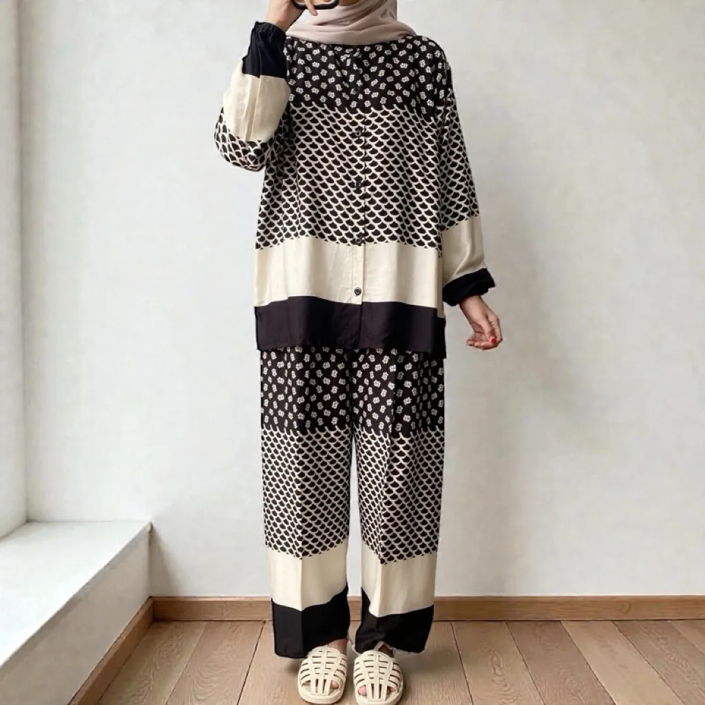 One Set Rayon / Piyama Rayon / Setelan Rayon / Piyama Kekinian / Baju Tidur Wanita / Setelan Wanita / Setelan Wanita Lengan Panjang
