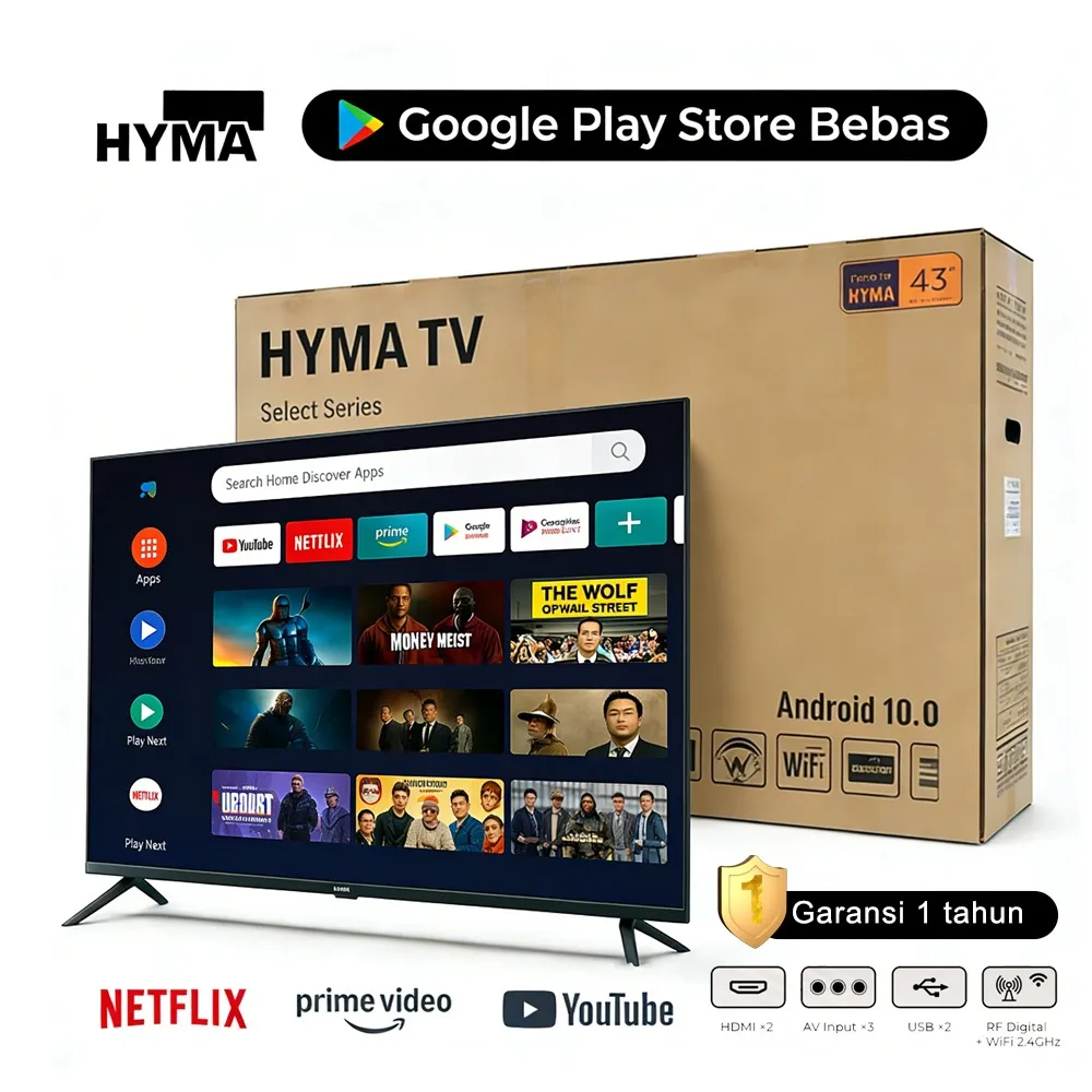 HYMA Android Smart TV,4K 1080p 4K Full HD Android TV – Google TV with Voice Remote – Samsung Flat Screen LED Television with Wi-Fi for Streaming Live Local News, Sports, Family Entertainment
