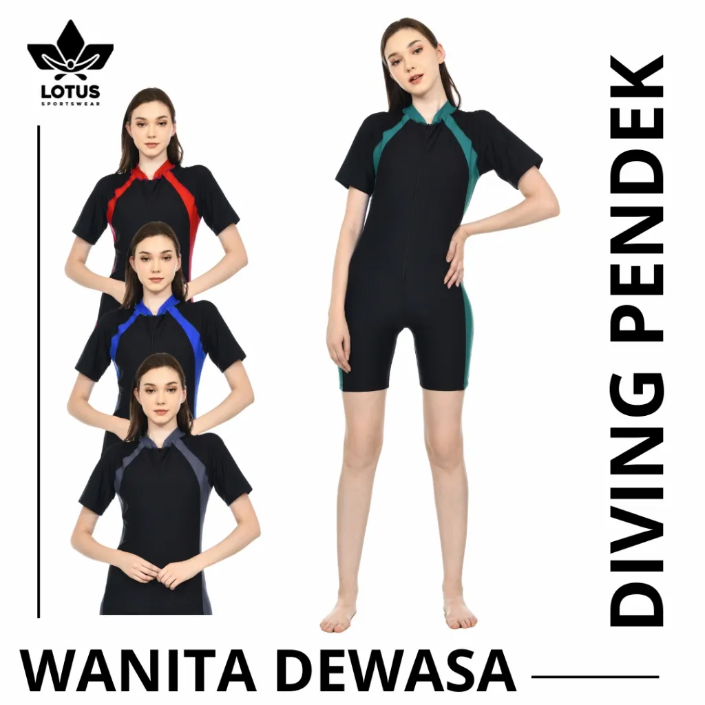 Baju Renang Wanita Dewasa Pendek – Anti UV, Anti Nerawang & Anti Iritasi | Lotus Sportswear