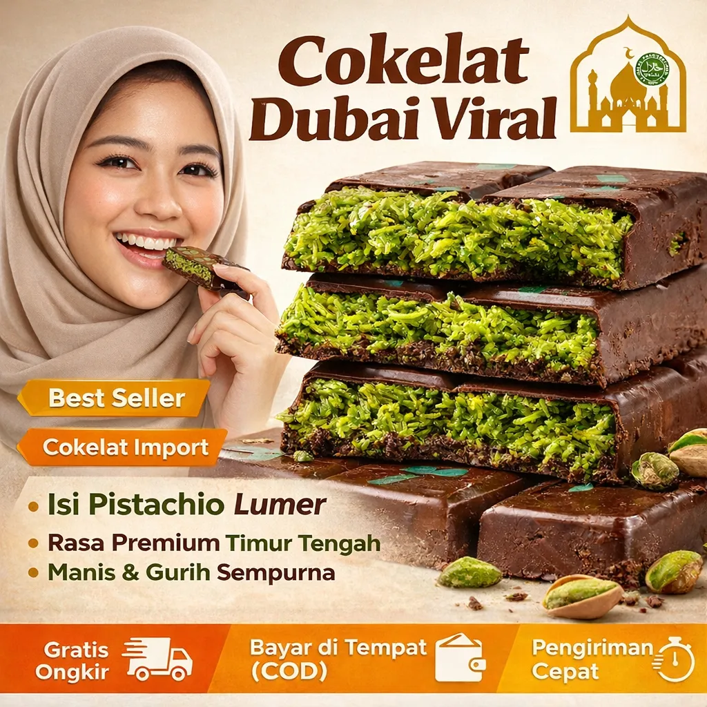 Beli 3 gratis 2[ORIGINAL] Dubai cokelat Batangan Cokelat Halal dengan Kulit Krispi dan Pistachio Cokelat Belgia Berkualitas Tinggi Cokelat Isi Pistachio Cokelat Tanpa Aditif/Tanpa Lemak Trans