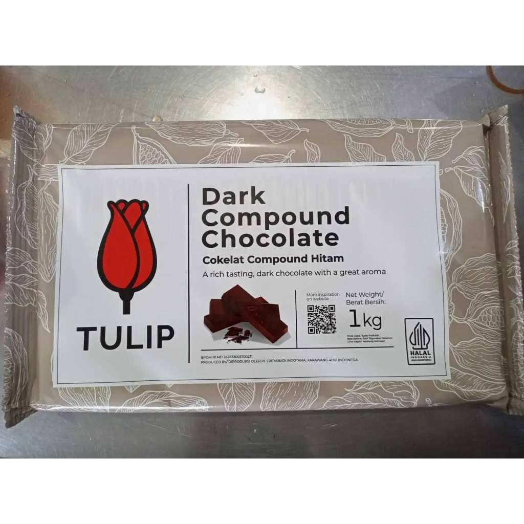 tulip dark chocolate compound (dcc) 1 kg/ coklat blok batangan premium