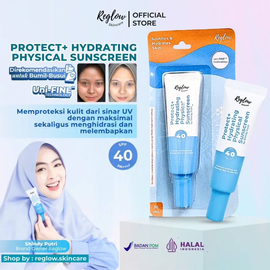 [FLAS SALE] REGLOW PHYSICAL SUNSCREEN LUXURY GLOW UP | UVA-UVB | SPF 50+ PA+++ | Chemical Sunscreen Wajah Sunblok Sun Protection 30 ml