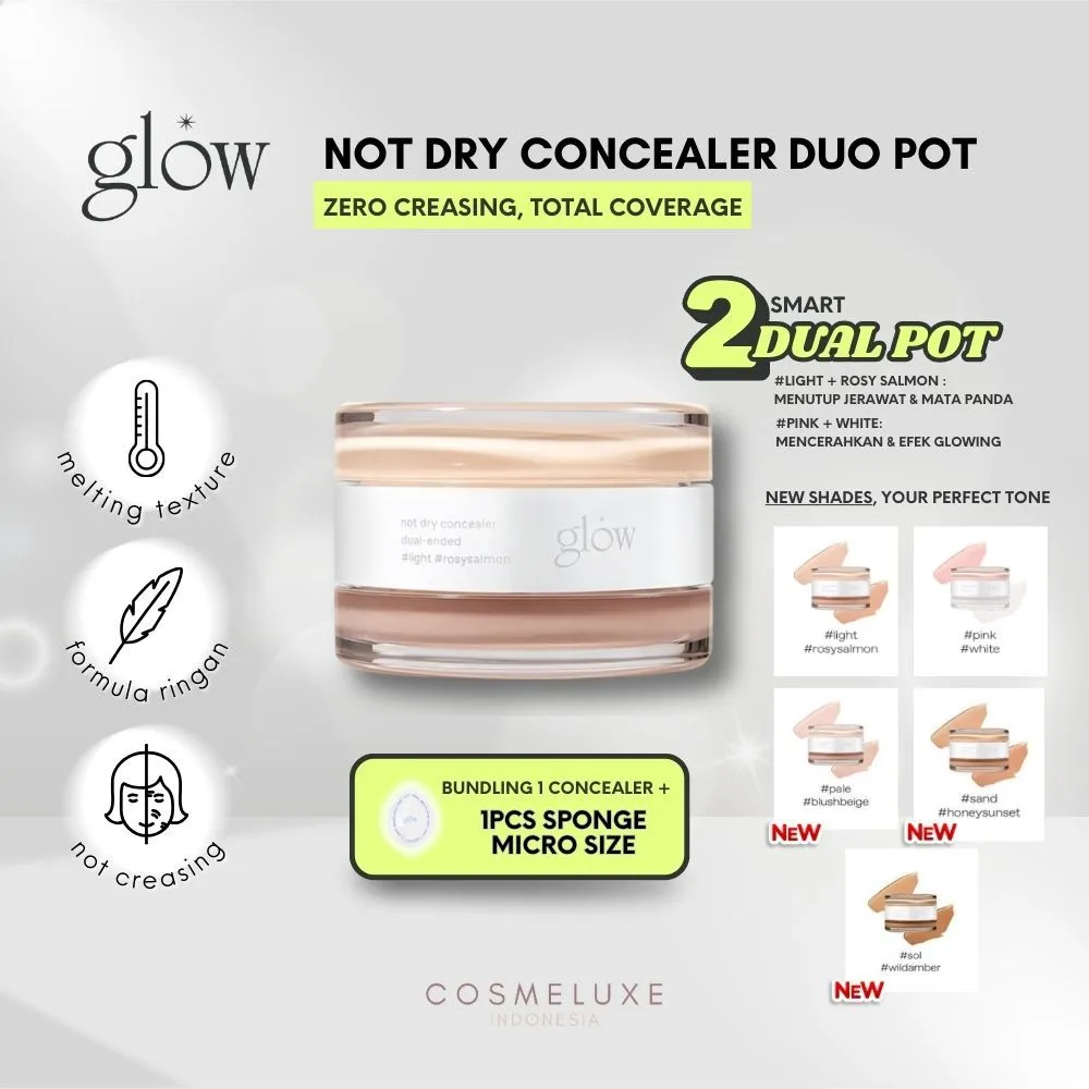 Cosmeluxe - Glow Dual-ended Concealer -  Not Dry + Micro Sponge Spons (1Pcs)