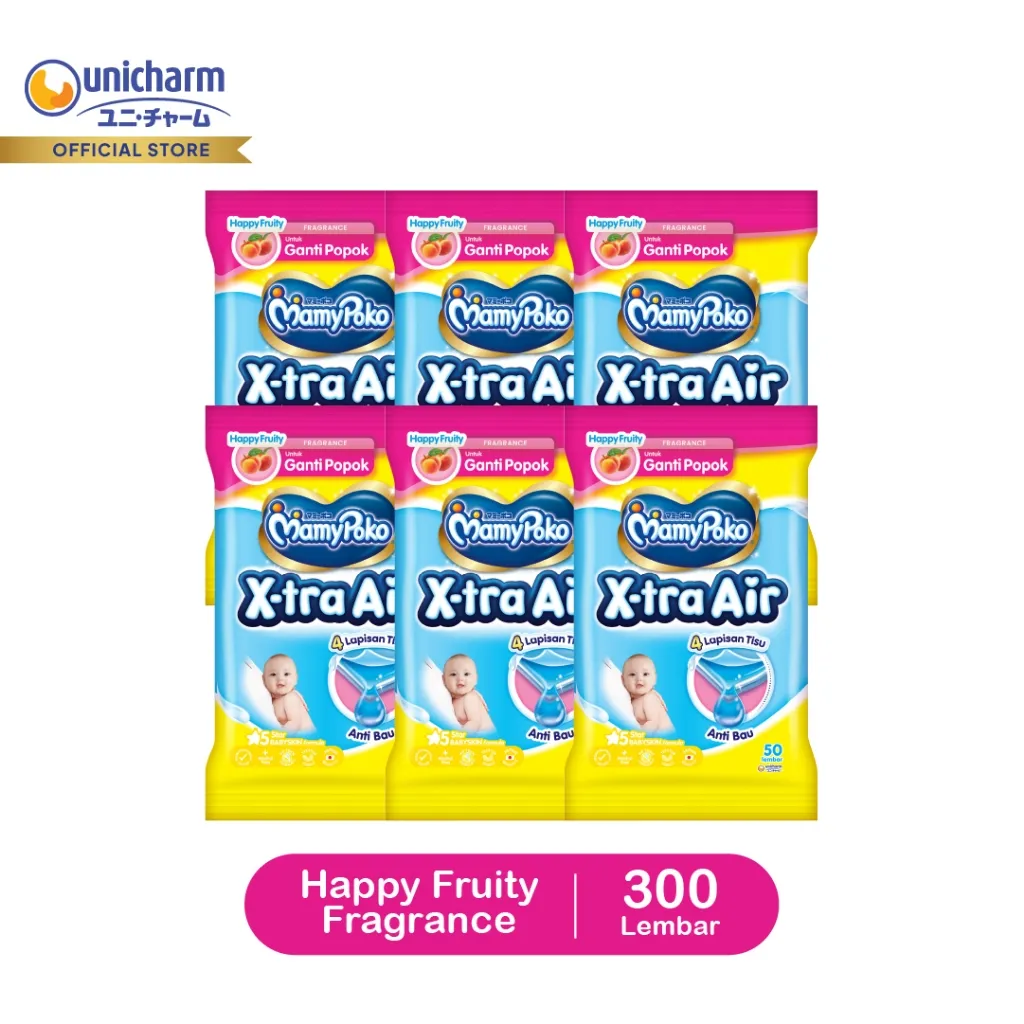 Tisu Basah MamyPoko Wipes Reguler 50 Perfume - 6 Packs
