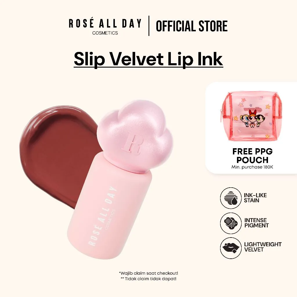Rose All Day - Slip Velvet Lip Ink | Lip Tint & Lip Matte Smudgeproof, Ringan & Tahan Lama