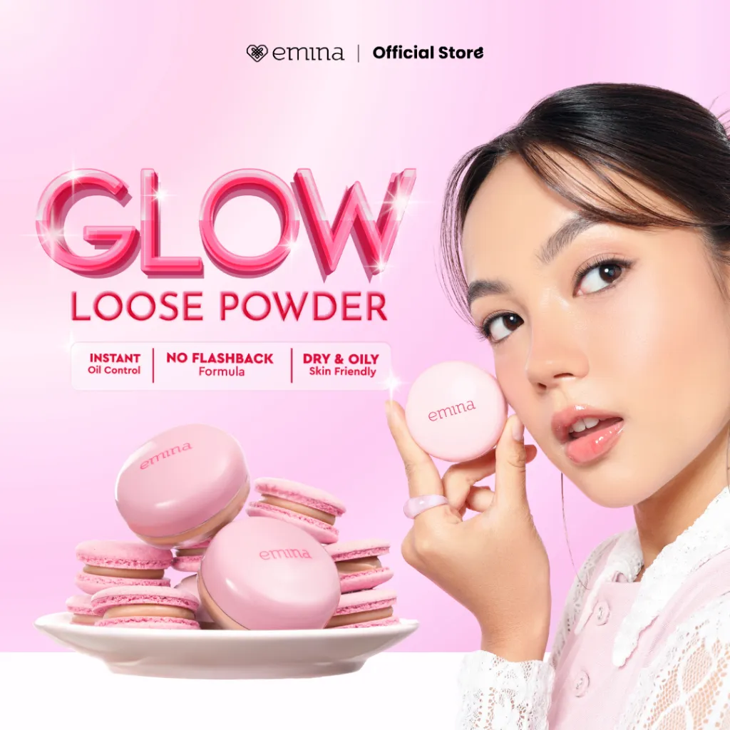 New! Emina Glowfixer Blur Powder - Bedak Tabur Makeup dengan Hasil Flawless dan Hydrating Barrier Mengontrol Sebum Menghidrasi Kulit Tahan Lama Long-lasting Fresh Look SPF 20 PA+++ Melindungi dari Sinar UV Oil Control Butiran Halus Niacinamide