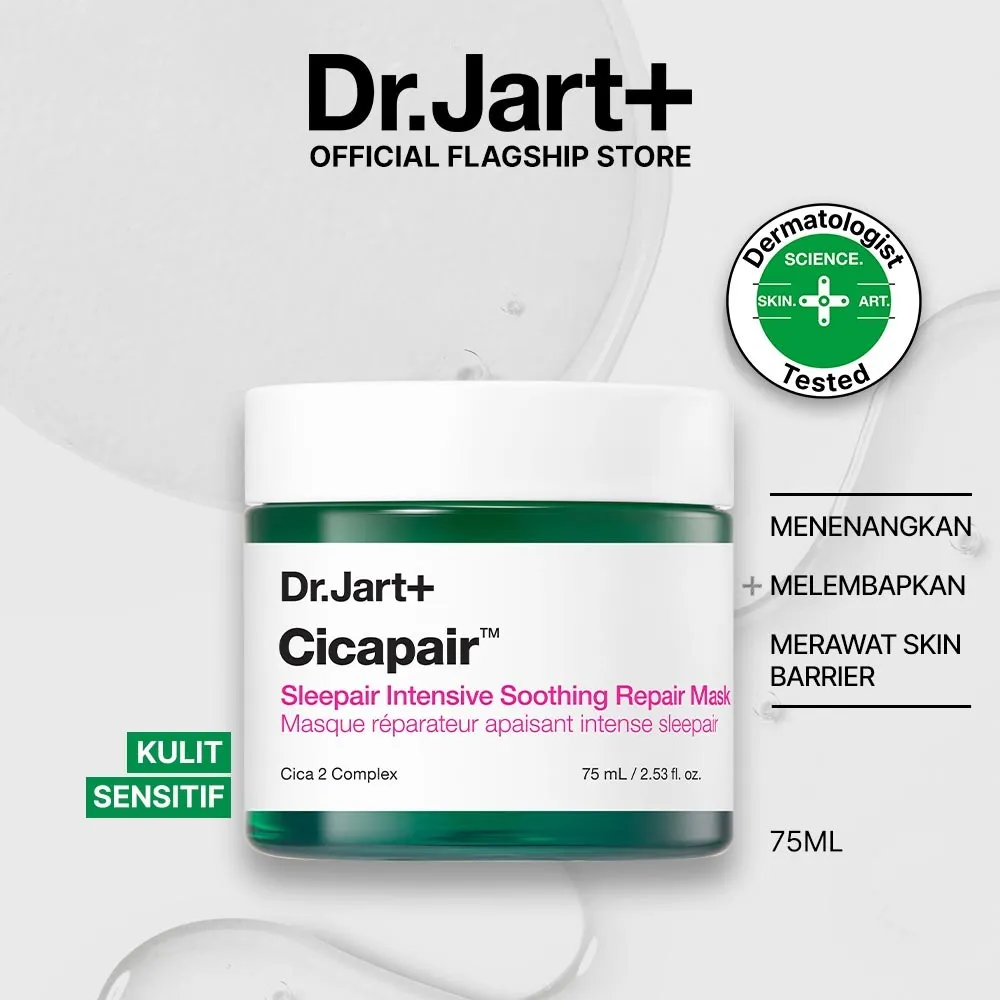 Dr Jart Cicapair Sleepair Intensive Soothing Repair Mask 75ml | Sleeping Mask | Masker Wajah untuk Kulit Sensitif | Skincare Korea (Gift Exp date Apr 2026)