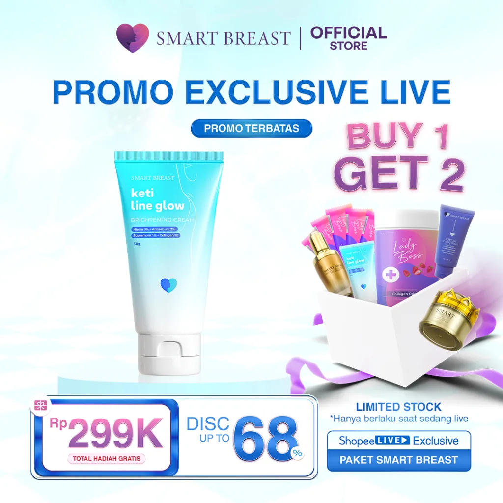 [PROMO LIVE] Smart Breast Keti Line Glow Brightening Cream Pemutih Ketiak, Selangkangan, Sikut, Lutut dan Leher