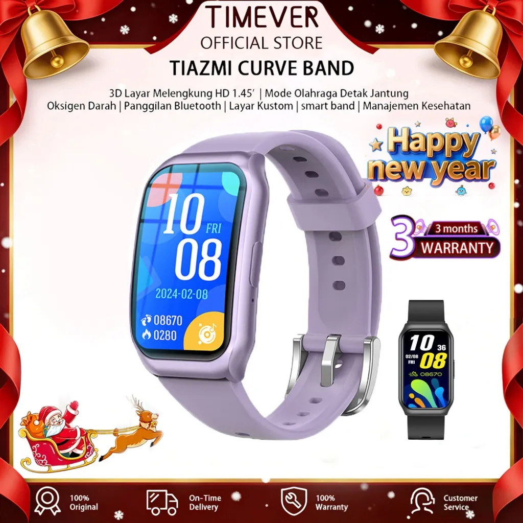 TIMEVER Curve Band Smartband Bluetooth Call Health Management Jam tangan pintar Sport Modes Refresh rate Health monitor smartwatch