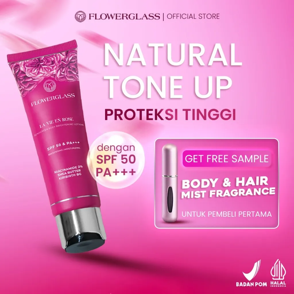 Flowerglass Brightening Body Lotion LaVie en Rose SPF 50+ PA +++ | mencerahkan dan melembabkan kulit