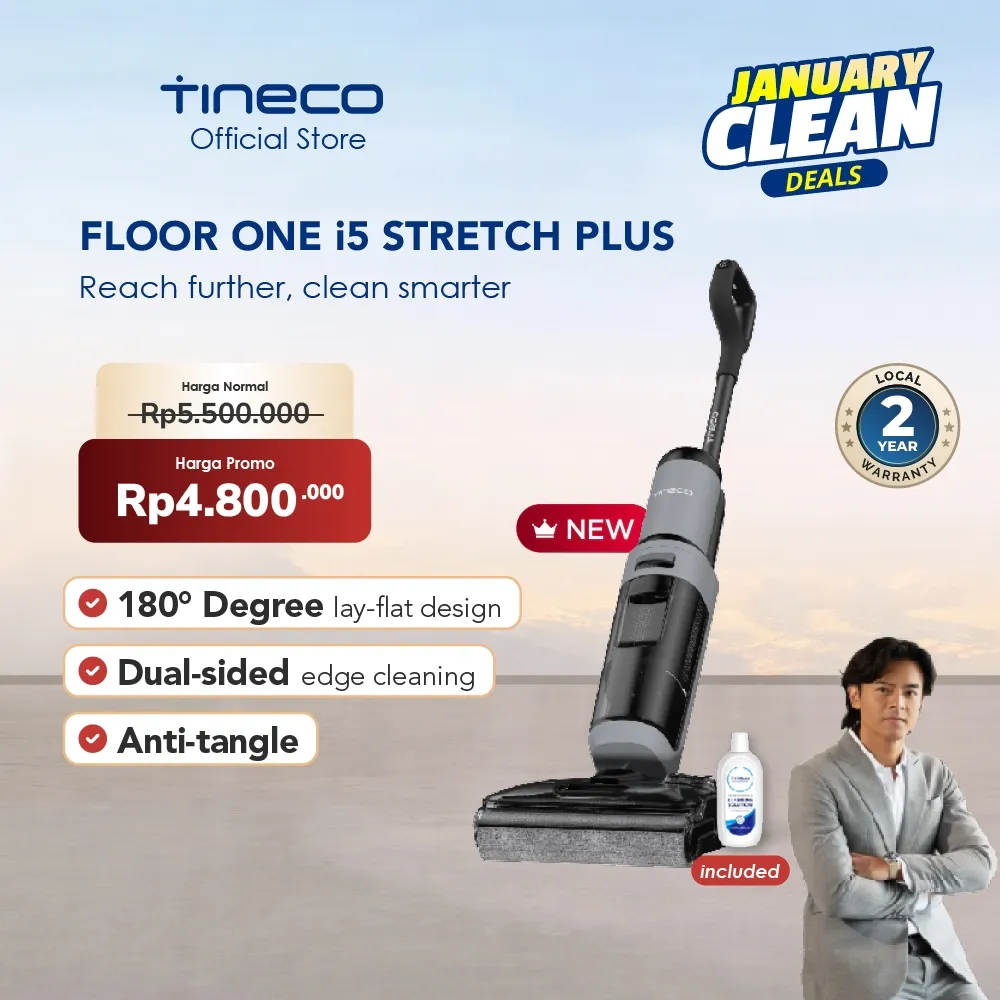 Tineco Floor One i5 Stretch Plus Smart Wet Dry Cordless Vacuum Cleaner Vakum Penghisap Debu