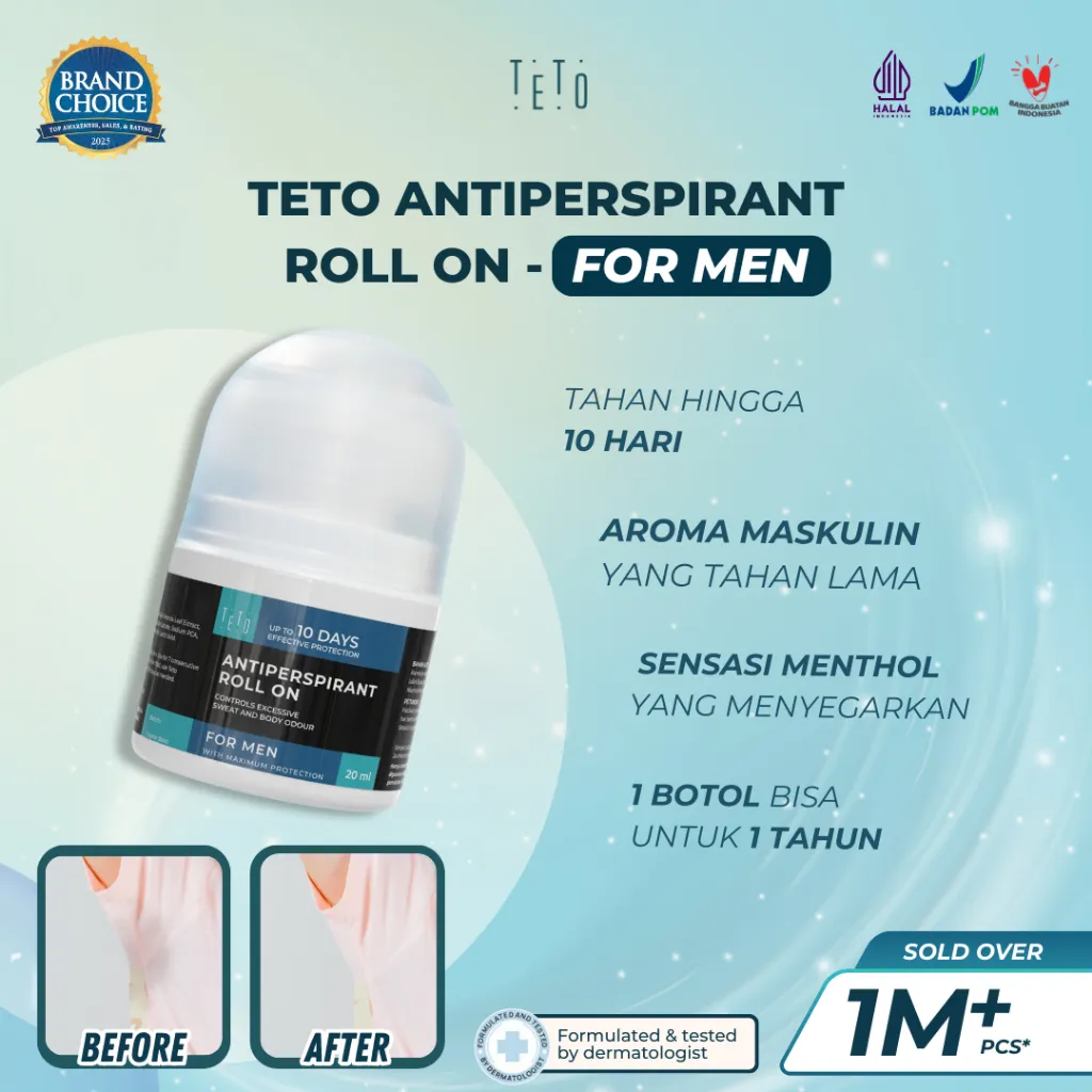 [SUPER PROMO] TETO Antiperspirant Bukan Deodorant Roll on For Men 20ml