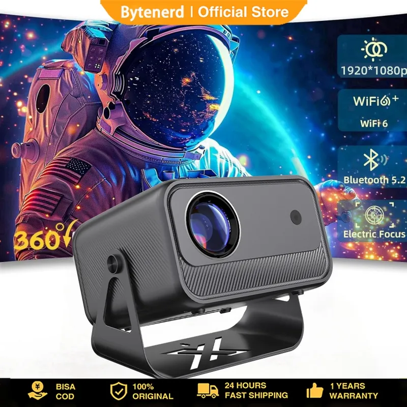 ByteNerd CY900 Smart Projector 1080P Android 13 Portable 4k Proyektor Auto Focus Projector LCD