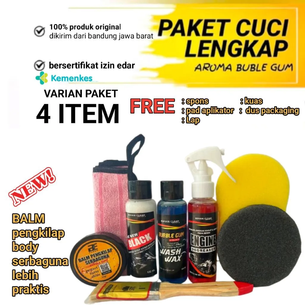 TERLARIS NO. 1| PAKET CUCI LENGKAP 4 ITEAM FOUR CLEAN AUTO CARE PAKET LENGKAP PERAWATAN KENDARAAN MOTOR DAN MOBIL pembersih pengkilap