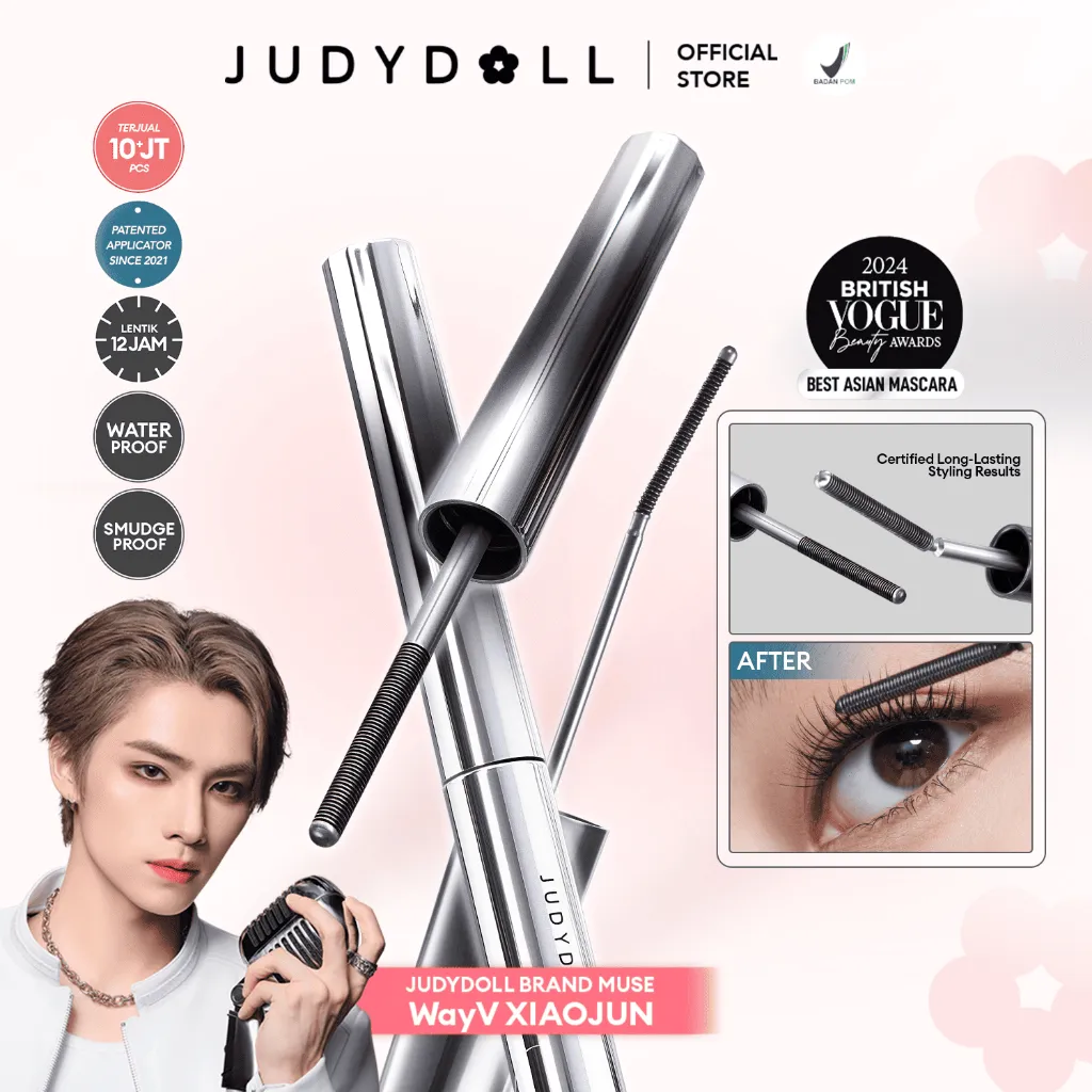 (BEST SELLER) Judydoll Iron Mascara OG (Maskara Besi Waterproof, Smudgeproof, Anti Clumpy, Hasil Lentik Natural Tahan Lama 12 Jam)