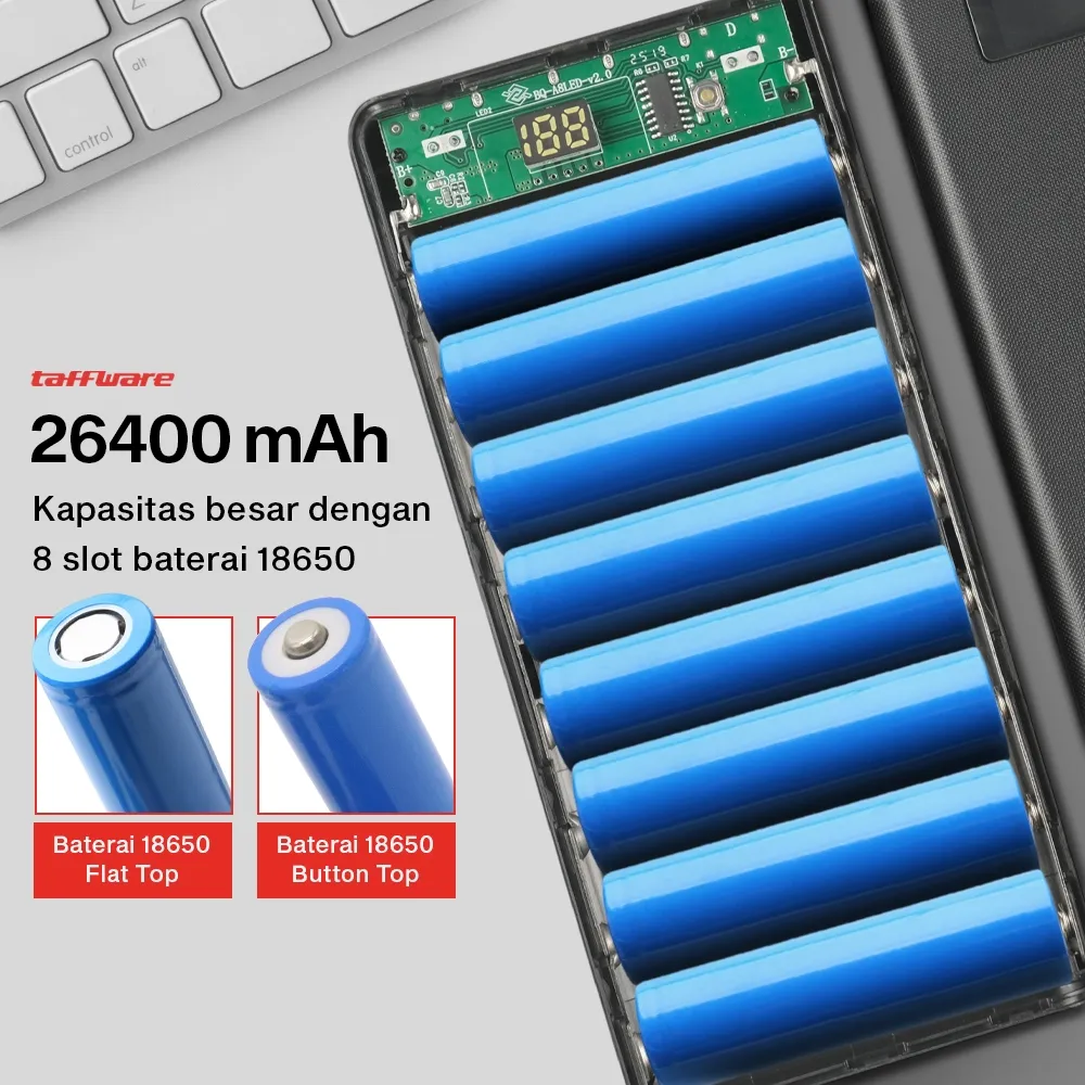 CASING Power Bank 8x18650 2 Port + Display - A8