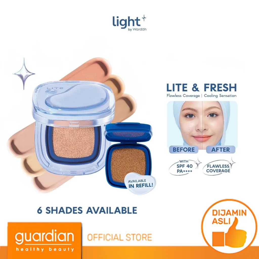 Wardah LITE Skin Filter Cushion 11Gr - Make up ringan tahan 8 jam - Flawless Coverage - Powder Foundation - Glad Setting - BB Cream - Soft Satin and Glow
