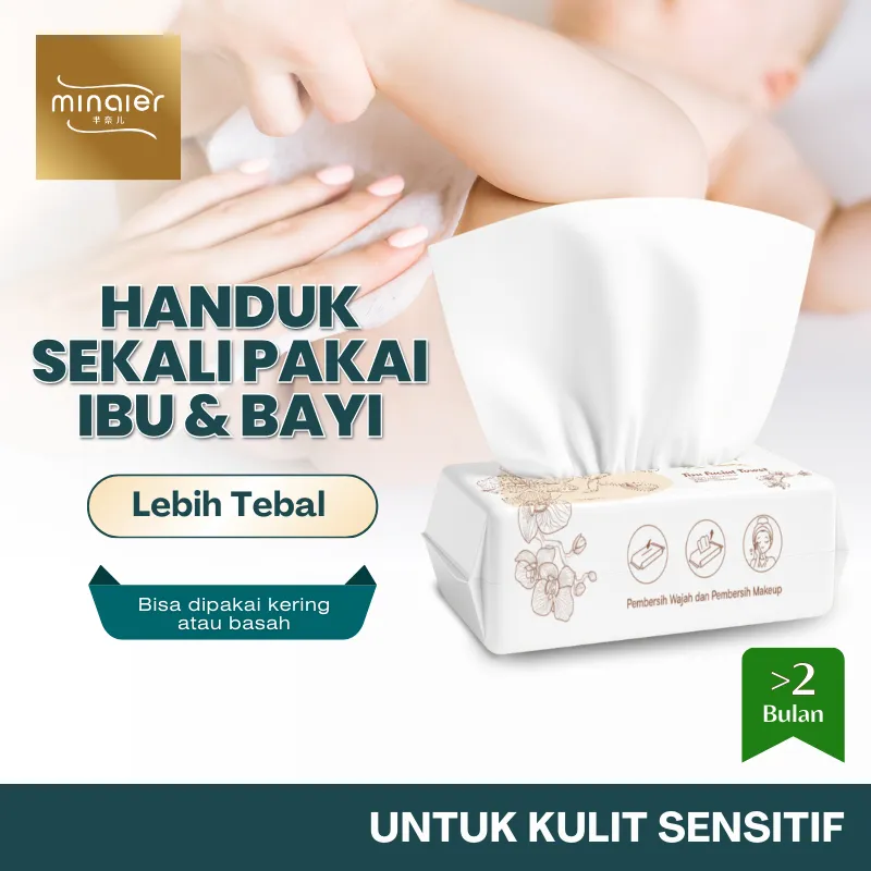 MINAIER Handuk Bayi 100% Cotton Lap Mandi Handuk Cuci Muka Ibu & Bayi Disposable Wanita Perawatan Wajah Kompres Toner Kulit Wajah Skin Barrier MN03